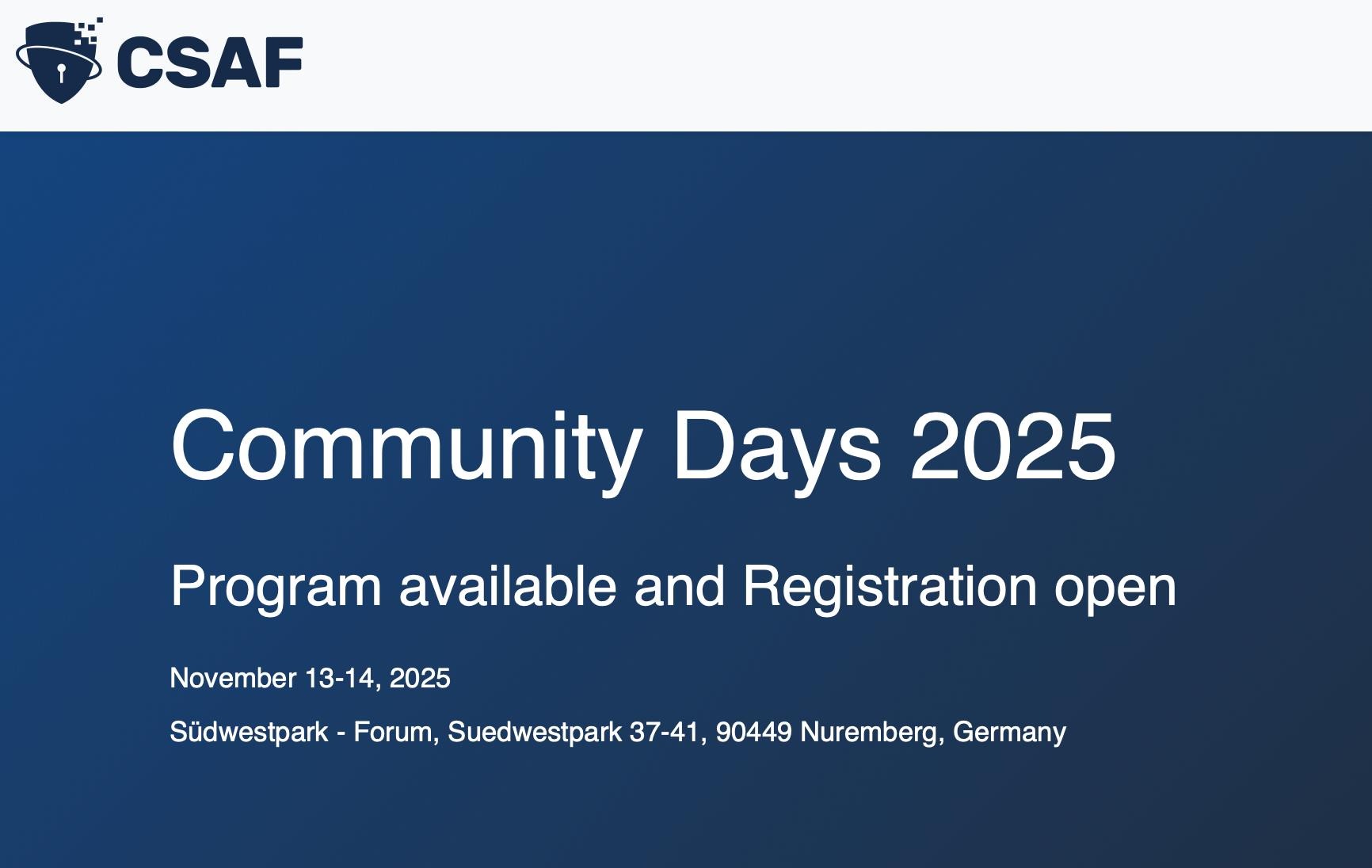 Landing Page of CSAF Community Days